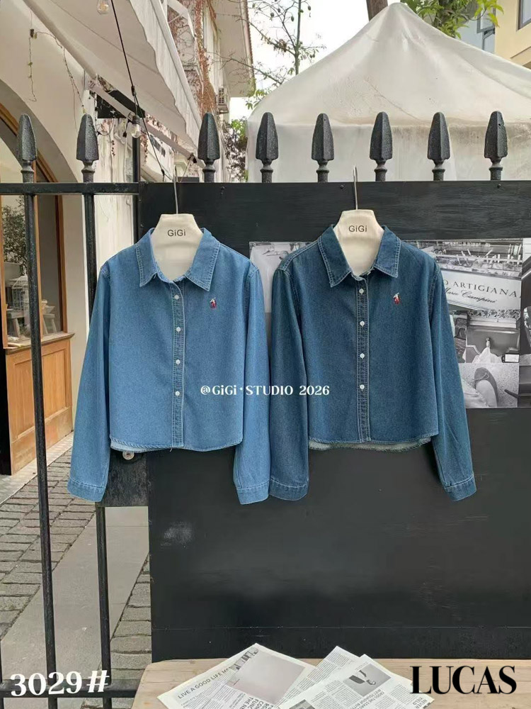 Áo sơ mi denim dài tay thêu 1 bên ngực Gigi 3029_thumbnail_1