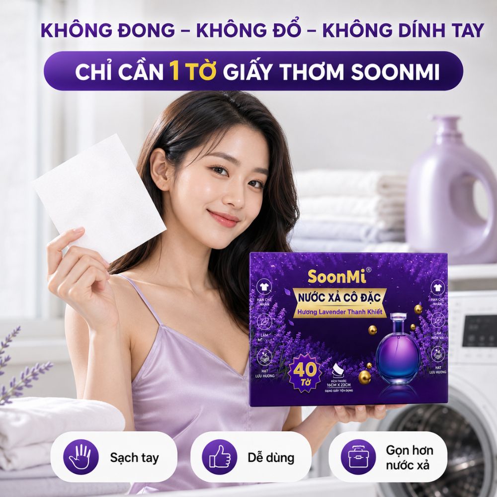 Giấy Thơm Quần Áo SoonMi Hương Lavender - chuyên dụng máy giặt sấy, máy sấy quần áo, khử mùi xe hơi, thơm tủ áo_thumbnail_2