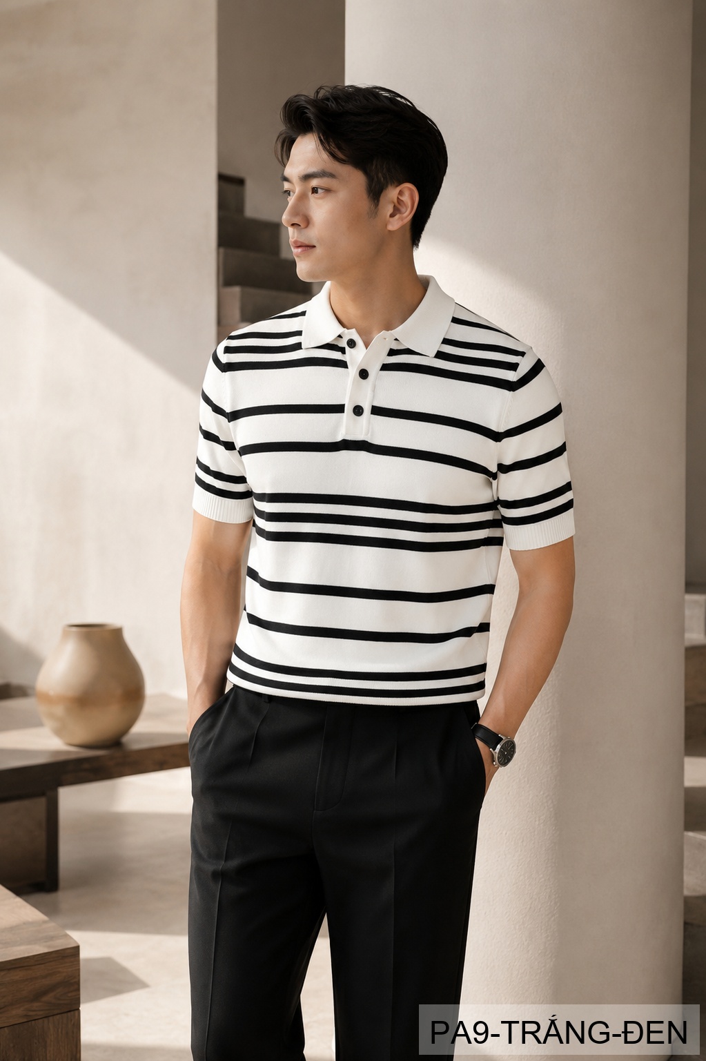 PA9 - Áo Polo Nam Kẻ Sọc Mùa Hè, Chất Liệu Mỏng Thoáng Khí, Form Ôm Sát, Phong Cách Công Sở Casual_thumbnail_3