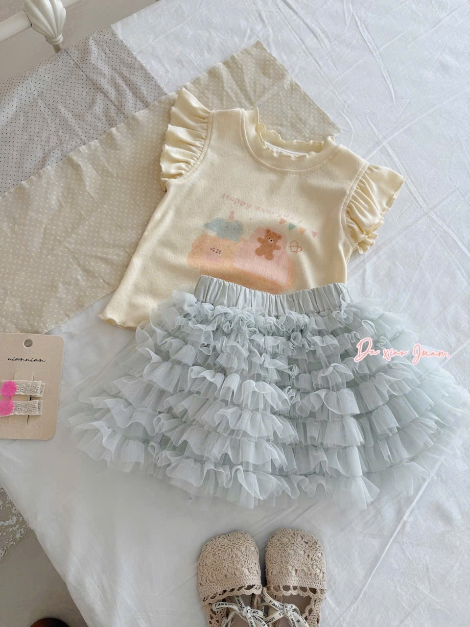DX19 - Áo thun màu vàng họa tiết gấu hãng DXJ (sz 90-140)