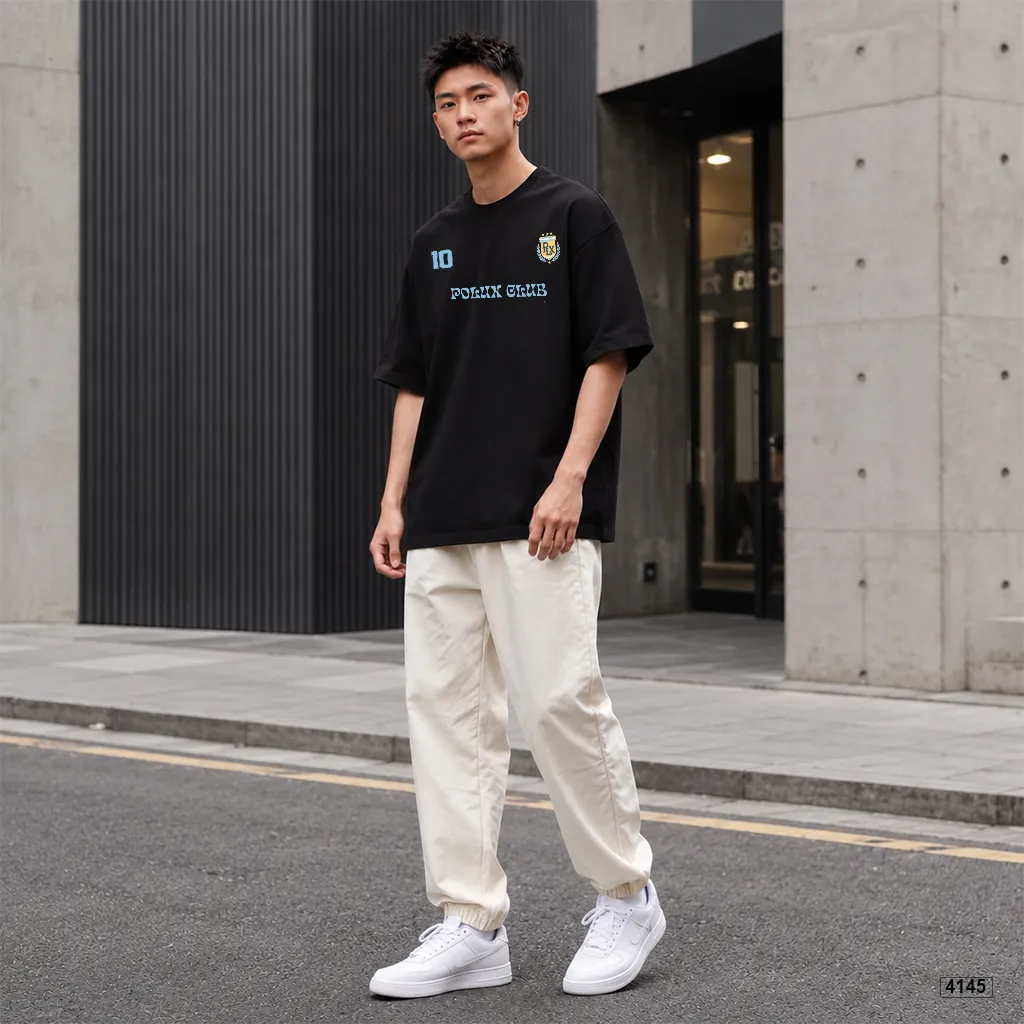 Áo thun nam form rộng phong cách varsity số 10 cổ điển Polux Club 4145_thumbnail_4