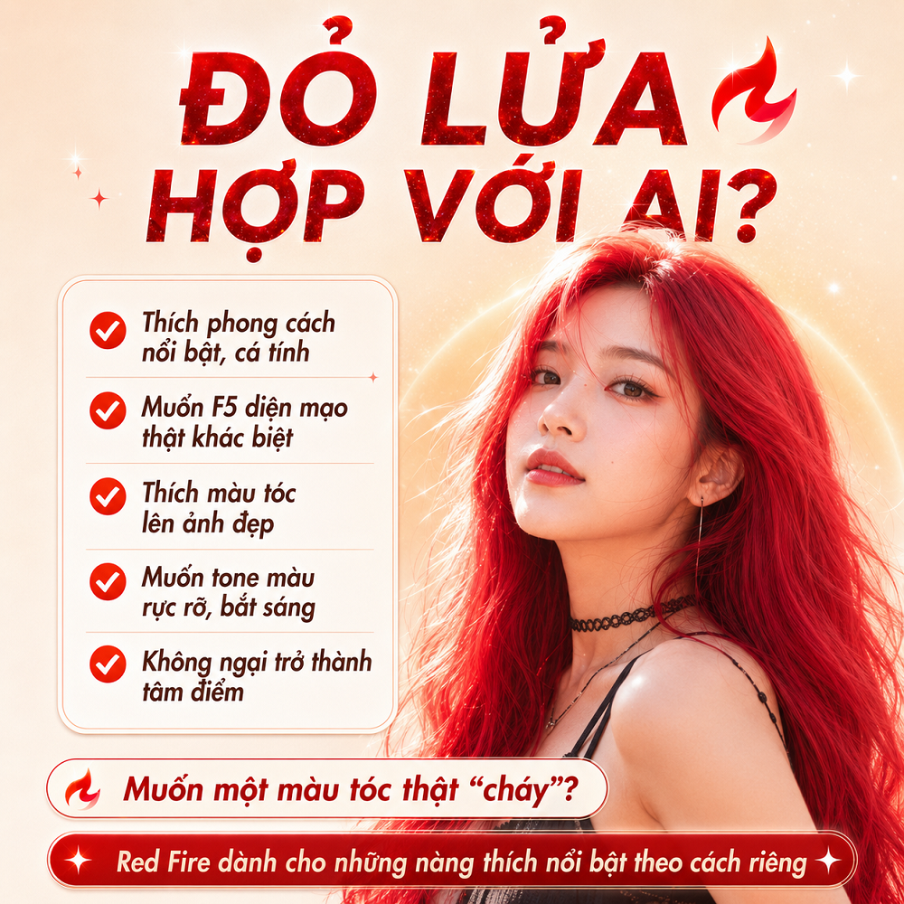 Thuốc Nhuộm Tóc Màu Đỏ Lửa (Đỏ Tươi) Rực Rỡ Tôn Da - Cần Tẩy/Nâng Tone - Kèm Oxy Trợ Nhuộm Dụng Cụ Tại Nhà_thumbnail_3