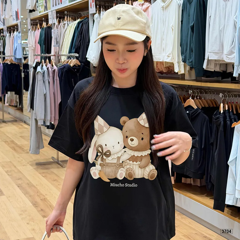 Áo thun nữ form boxy thỏ và gấu Miucho 3704_thumbnail_3