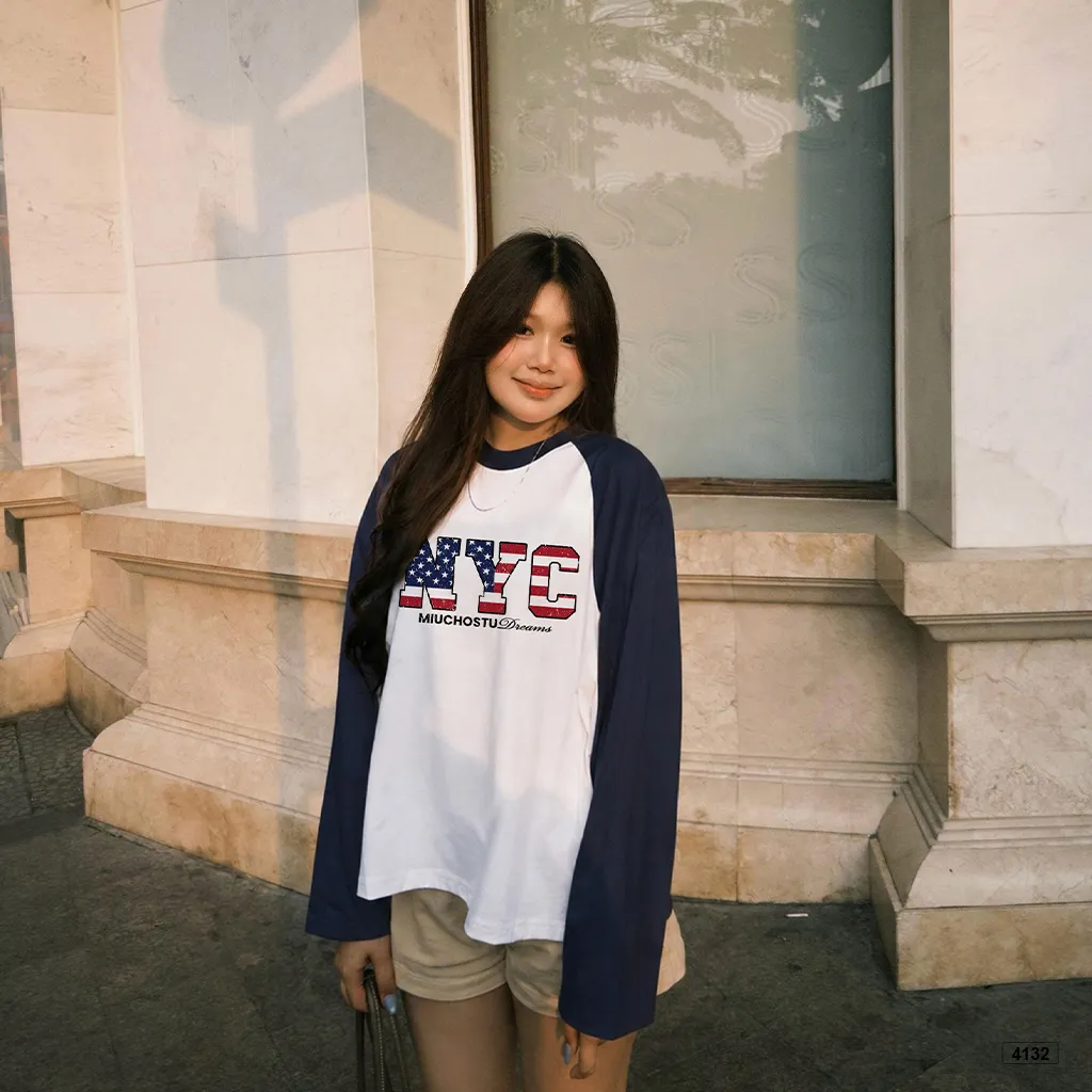 Áo thun boxy tay dài phối raglan street style Miucho 4132_thumbnail_6