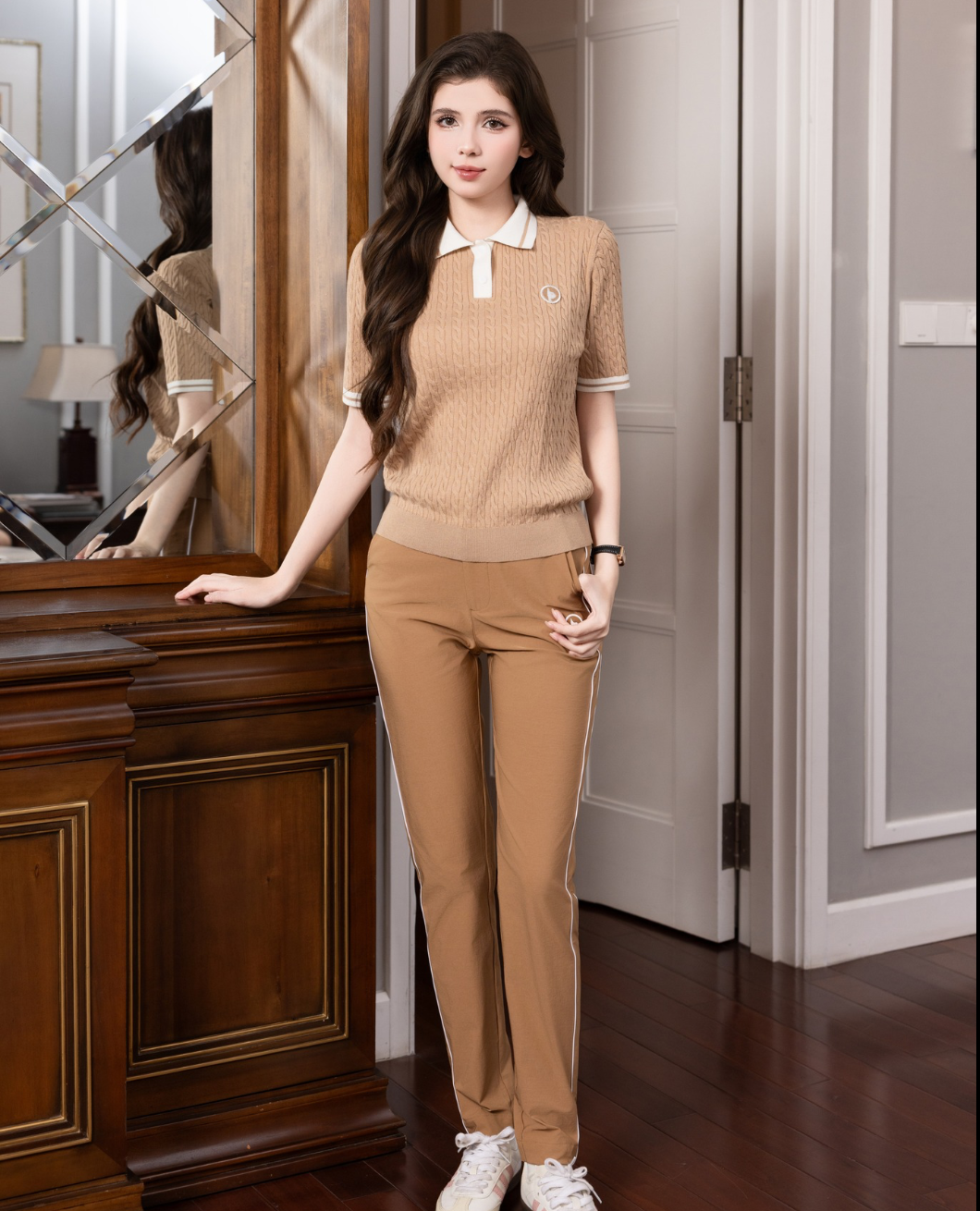 Quần Dài Ống Ôm Phối Sọc Nữ_thumbnail_3