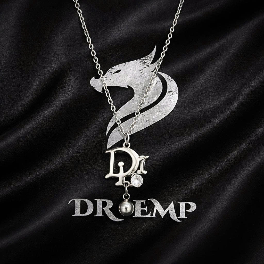 vòng cổ titan bạc charm Dior đính kim cương trắng rơi bi bạc_thumbnail_1