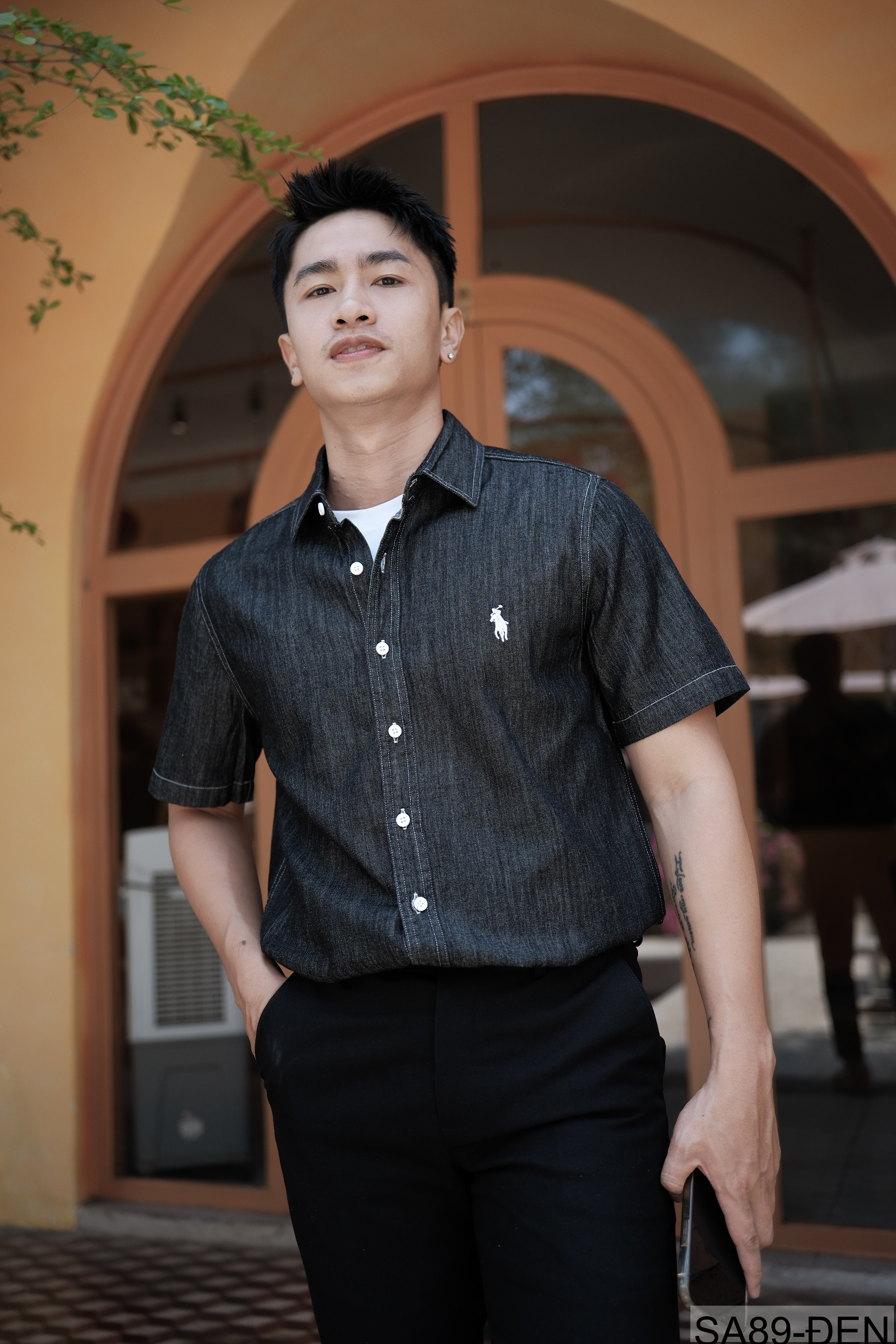 SA89 - Áo sơ mi denim nam tay ngắn phong cách Nhật Bản, chất cotton mềm mại, form rộng thoải mái_thumbnail_19