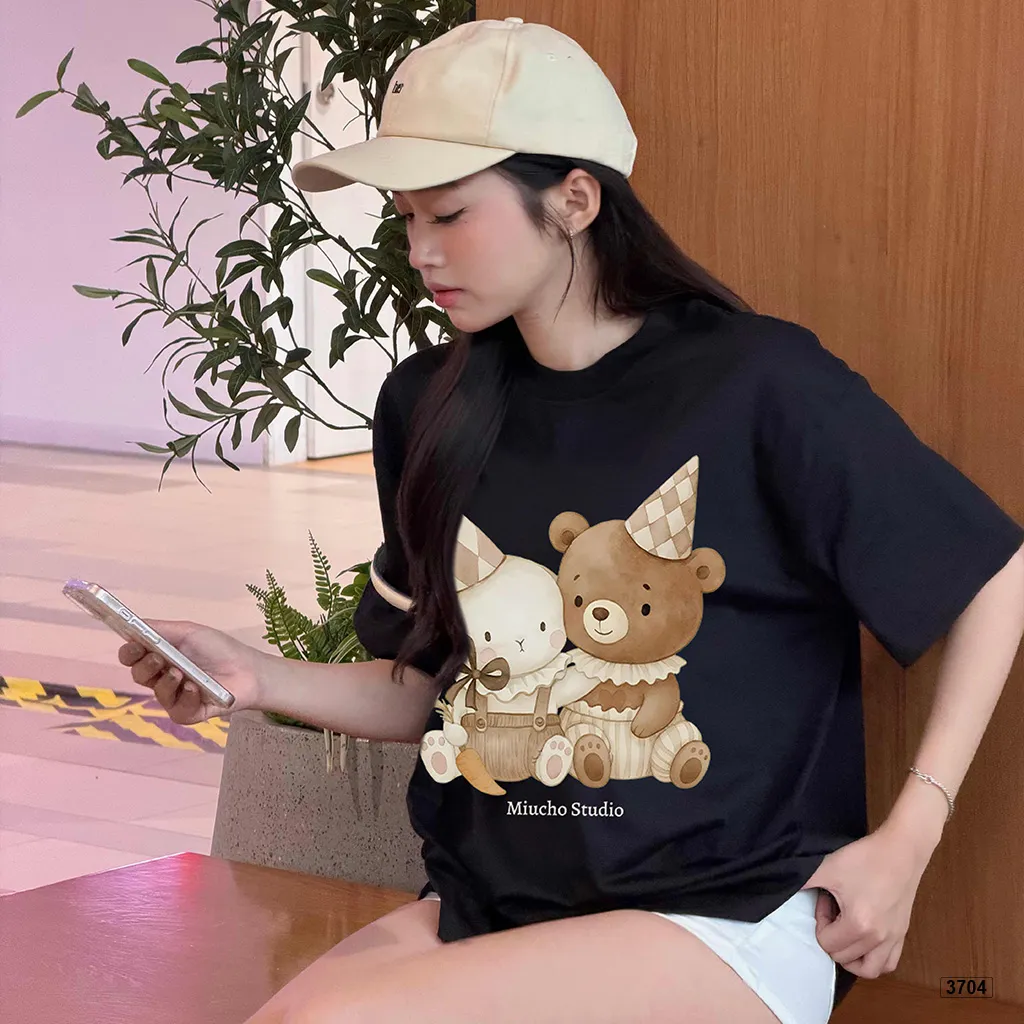 Áo thun nữ form boxy thỏ và gấu Miucho 3704_thumbnail_4