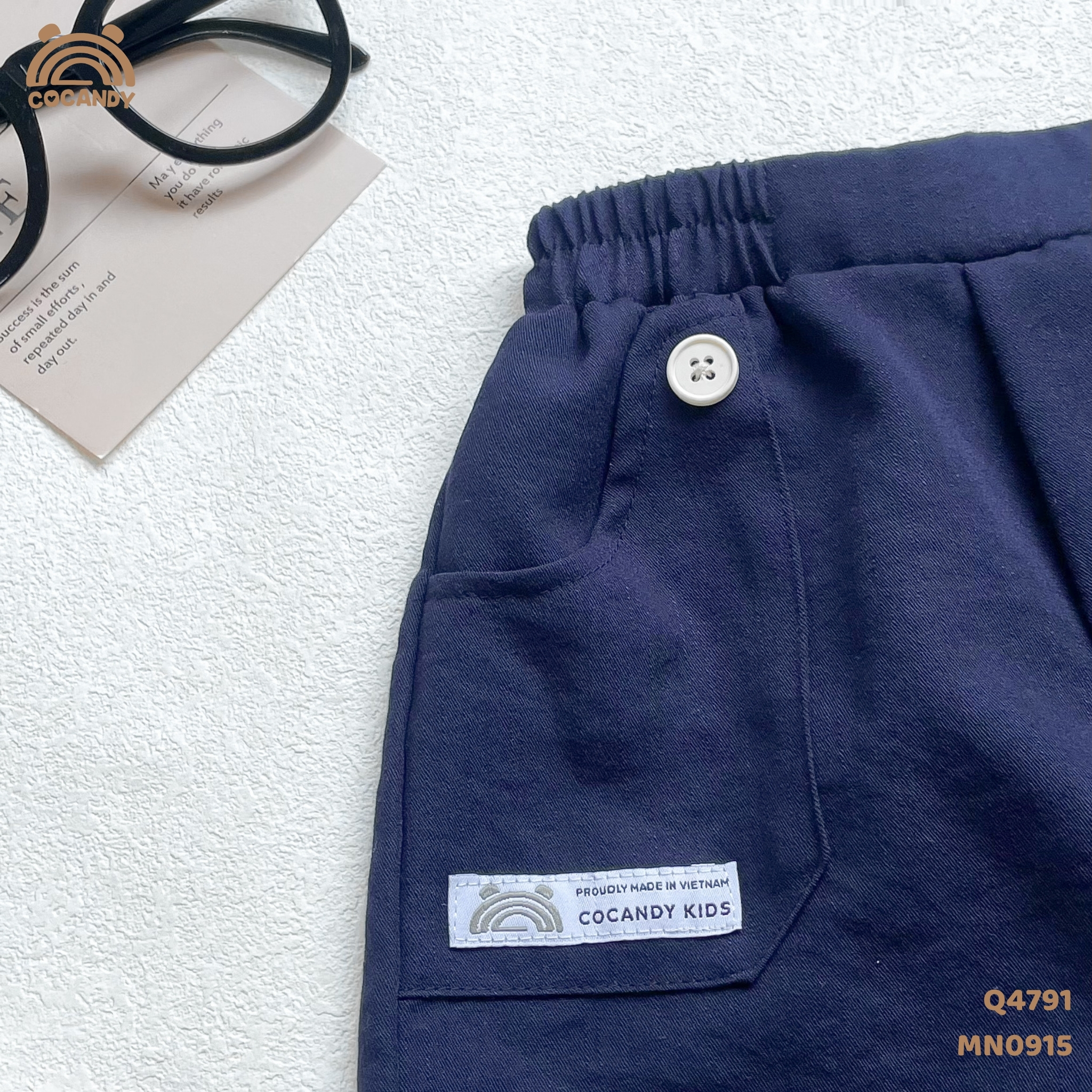 Quần cộc XANH NAVY 2 túi vát cúc tag CCD_thumbnail_3