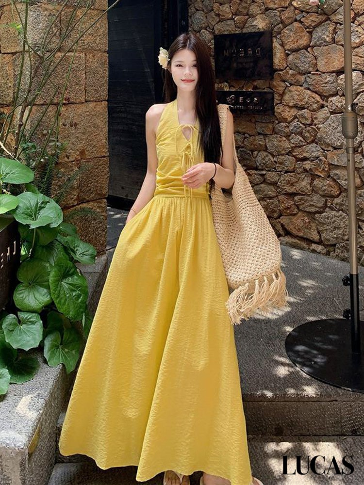 Váy yếm cổ tim chân xòe đính nơ dọc_thumbnail_5
