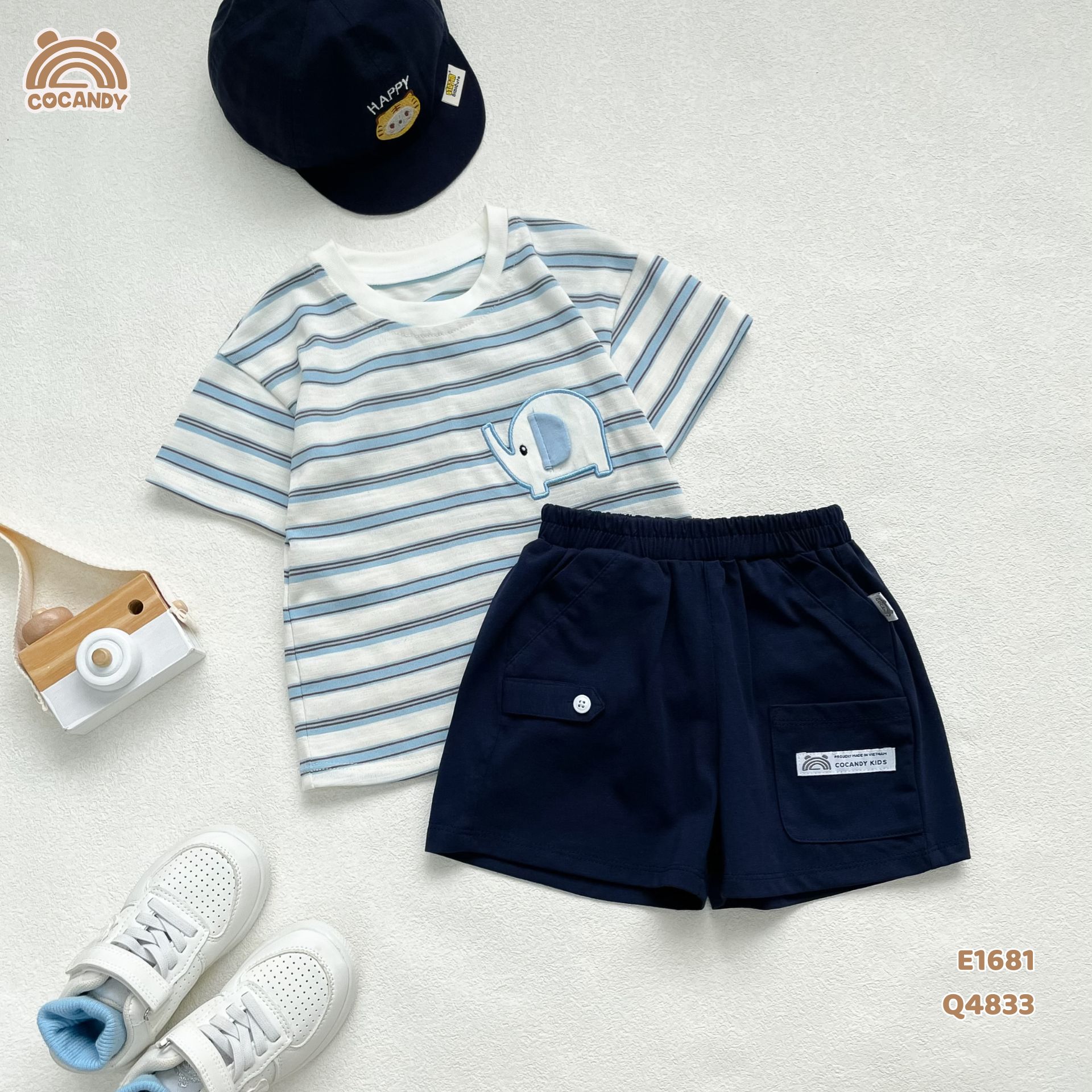 Quần cộc cotton XANH THAN túi ốp