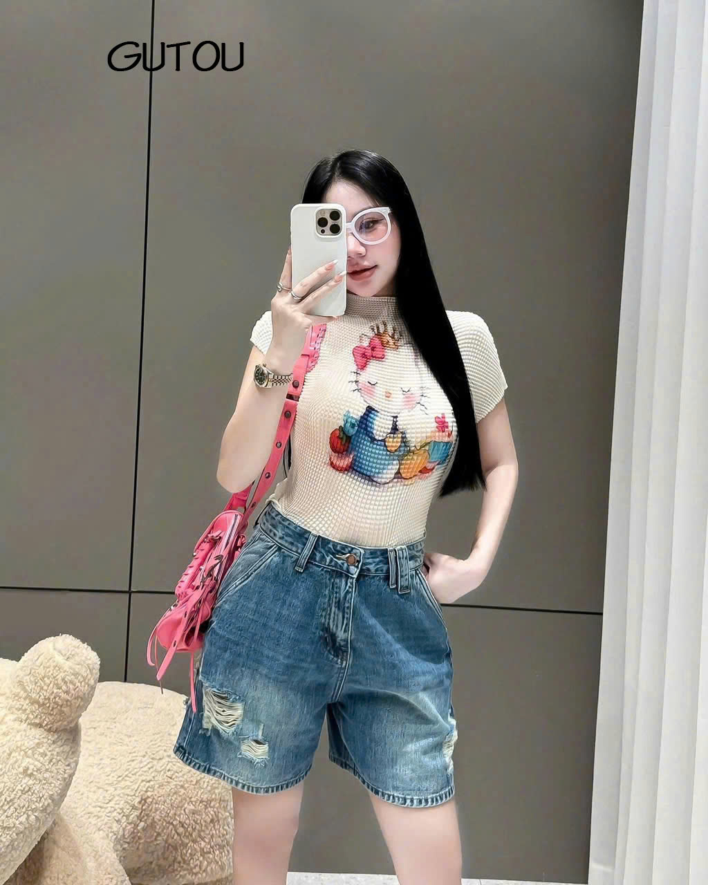[ GUTOU ] Quần Short Jean Wash Rách Austin Denim_thumbnail_4