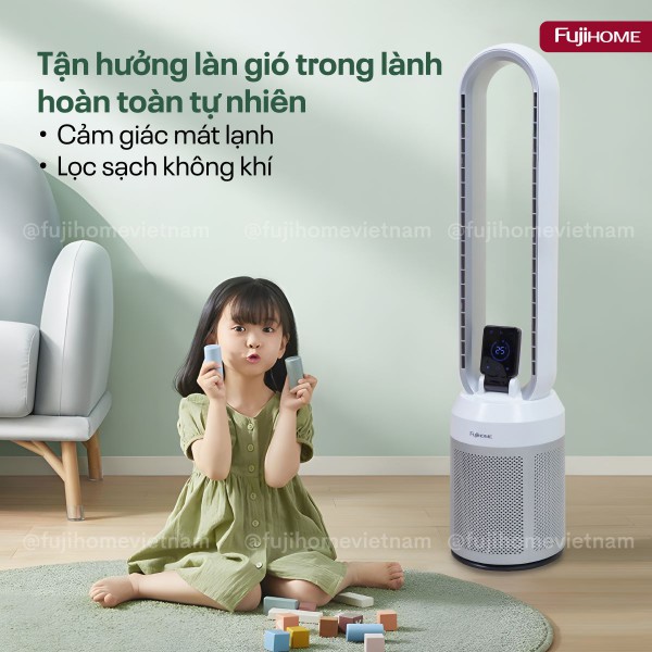 Quạt không cánh tích hợp lọc không khí bằng HEPA, màng lọc Ion bạc Fujihome BF308DC HEPA_thumbnail_6