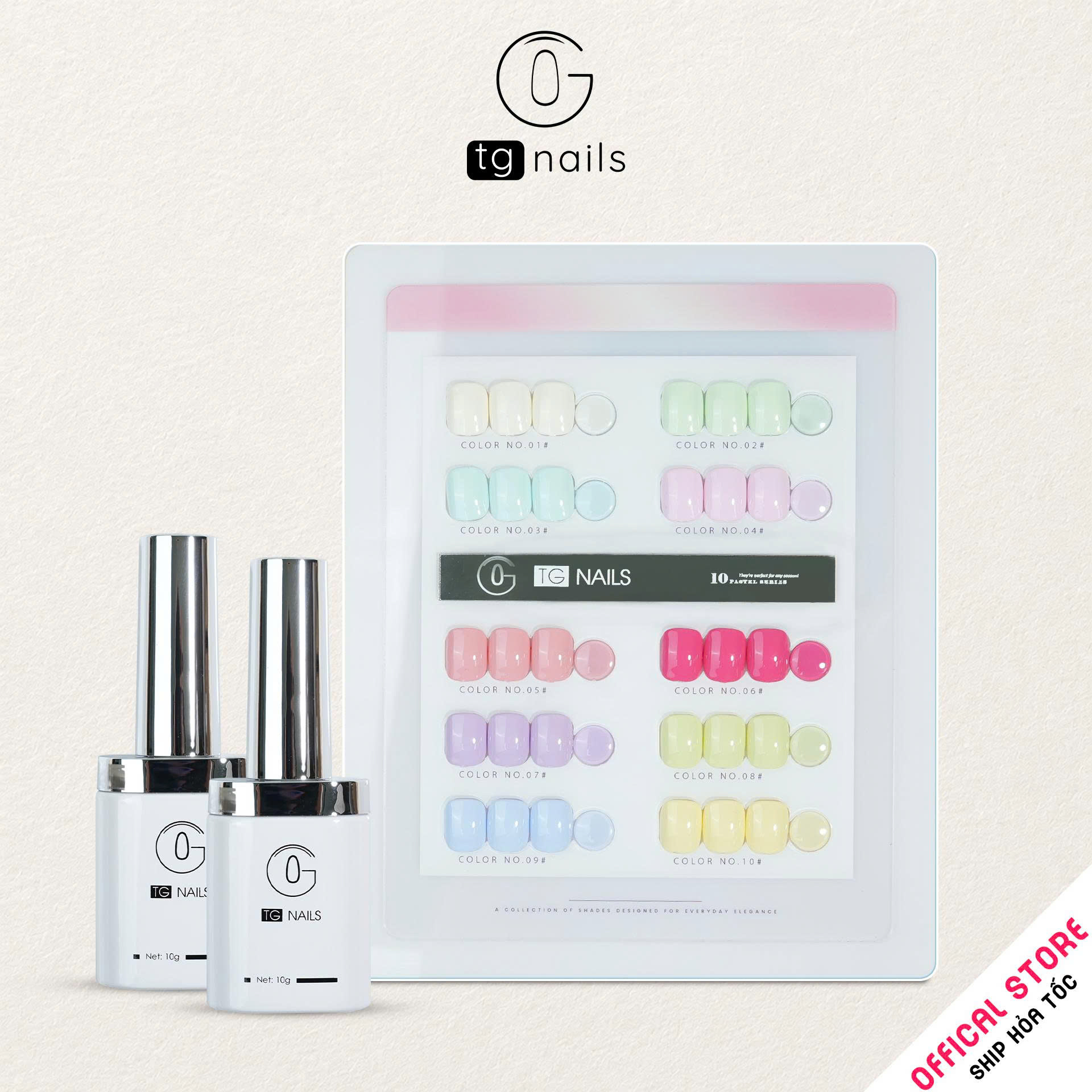 Combo 10 màu Pastel TG Nails kèm bảng màu