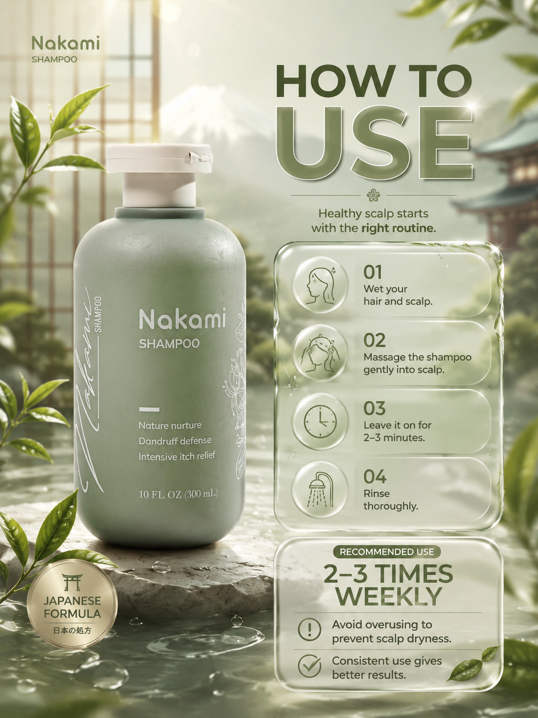 Nakami Anti-Dandruff Shampoo, Dandruff Remover, Anti-Fungal, Anti Itchy No.1 Japan 300mL_thumbnail_3