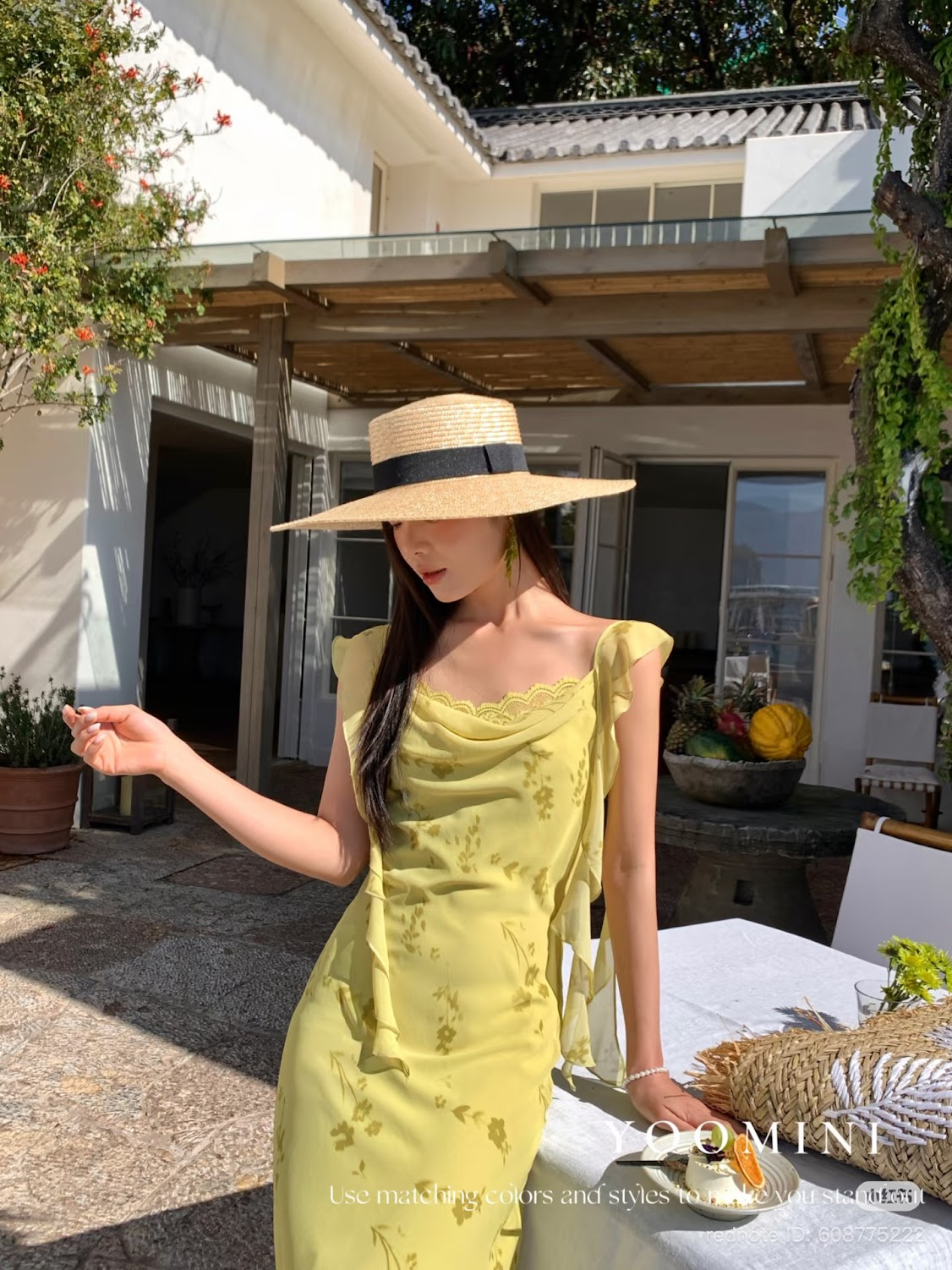 Lucas - Váy hoa cổ đỏ bèo tay dáng dài chân xòe nhẹ_thumbnail_5