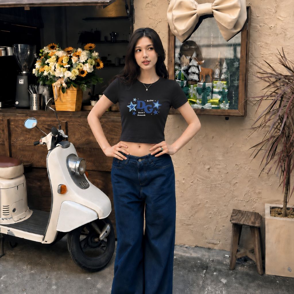 [Form ôm] Áo Croptop hình ngôi sao xanh - Loza CR8586_thumbnail_2