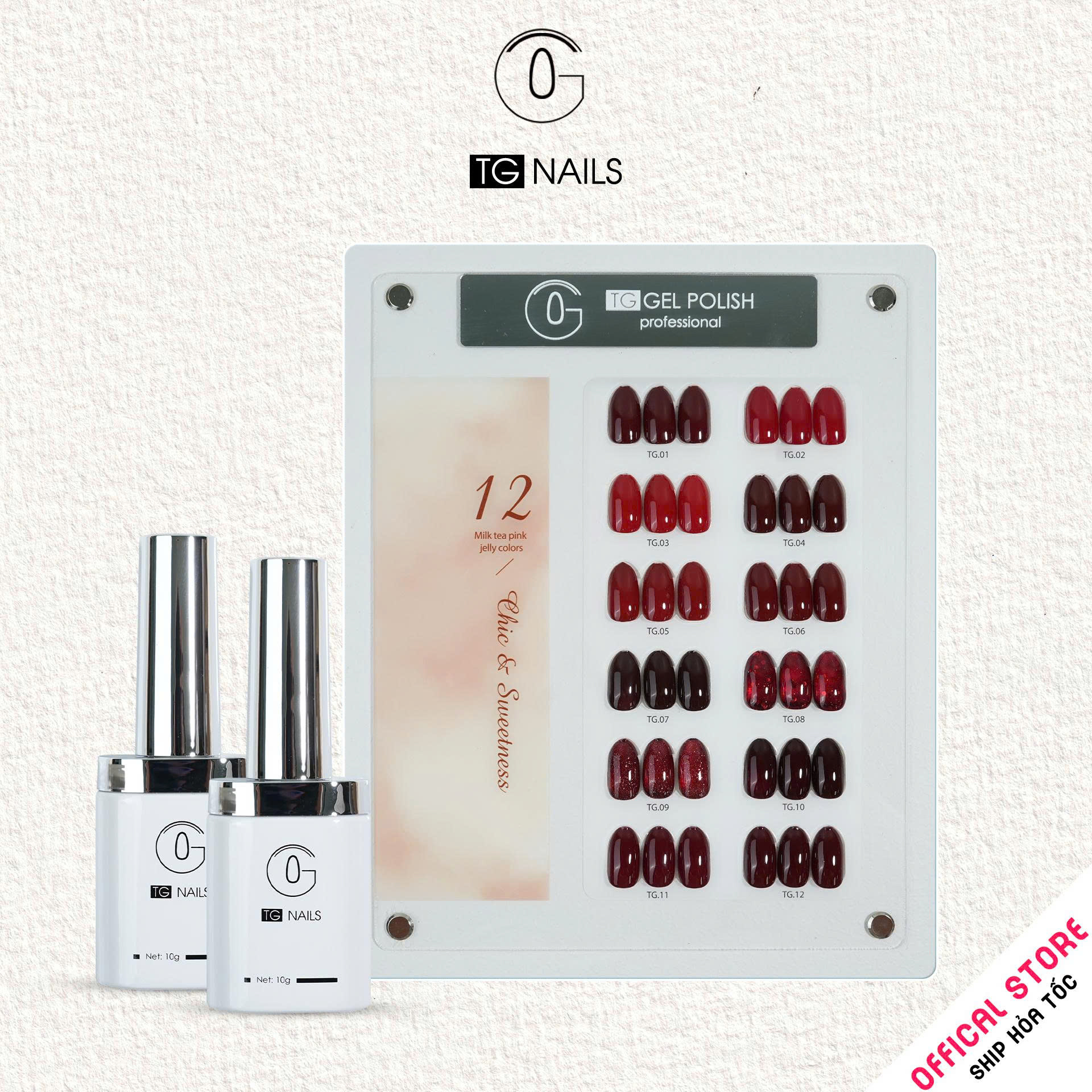 Combo 12 màu đỏ TG Nails kèm bảng màu