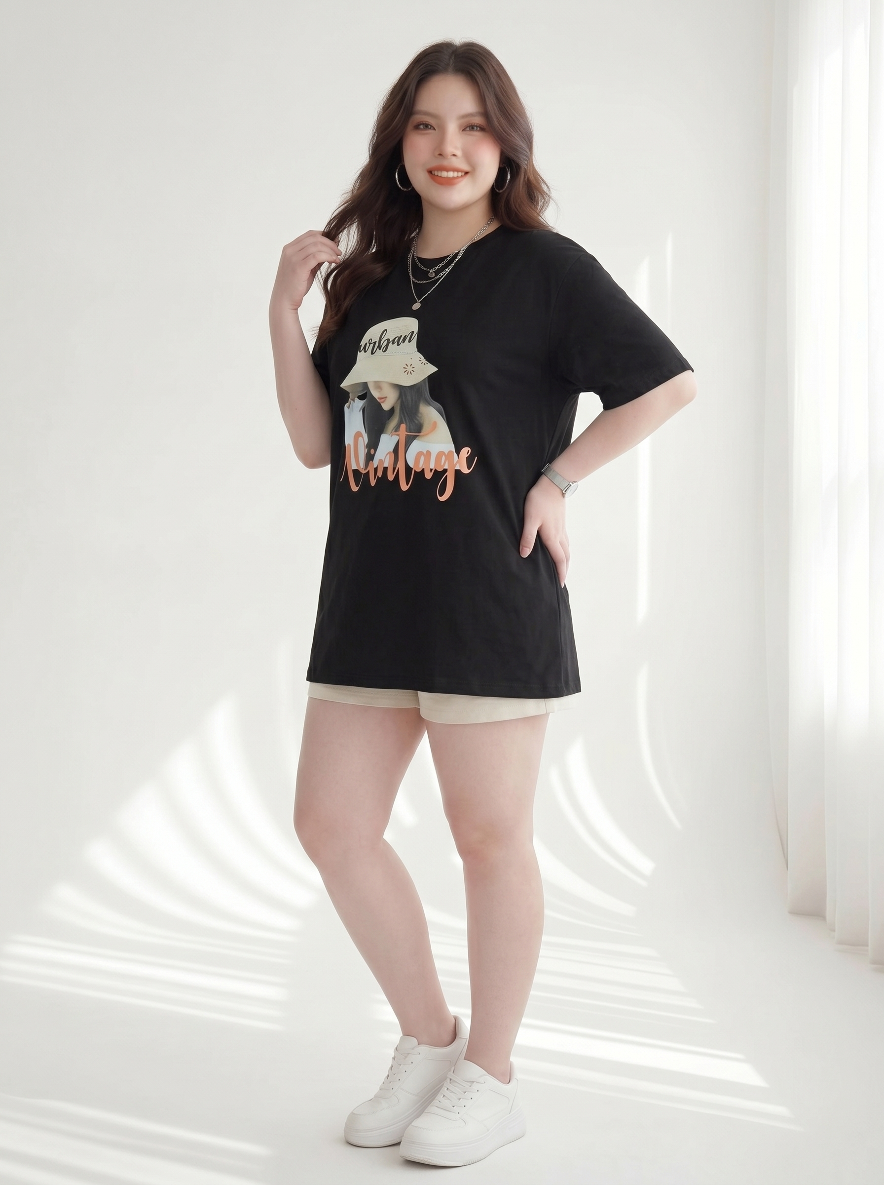 BIGSIZE NỮ - Áo thun form rộng in cô gái dành cho nàng béo 55-95kg V-AK102-3_thumbnail_21