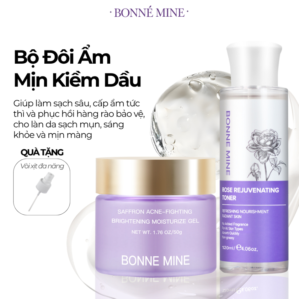 [CB6]Combo ẩm mịn kiềm dầu: Toner 120ml - Gel dưỡng ẩm 50ml