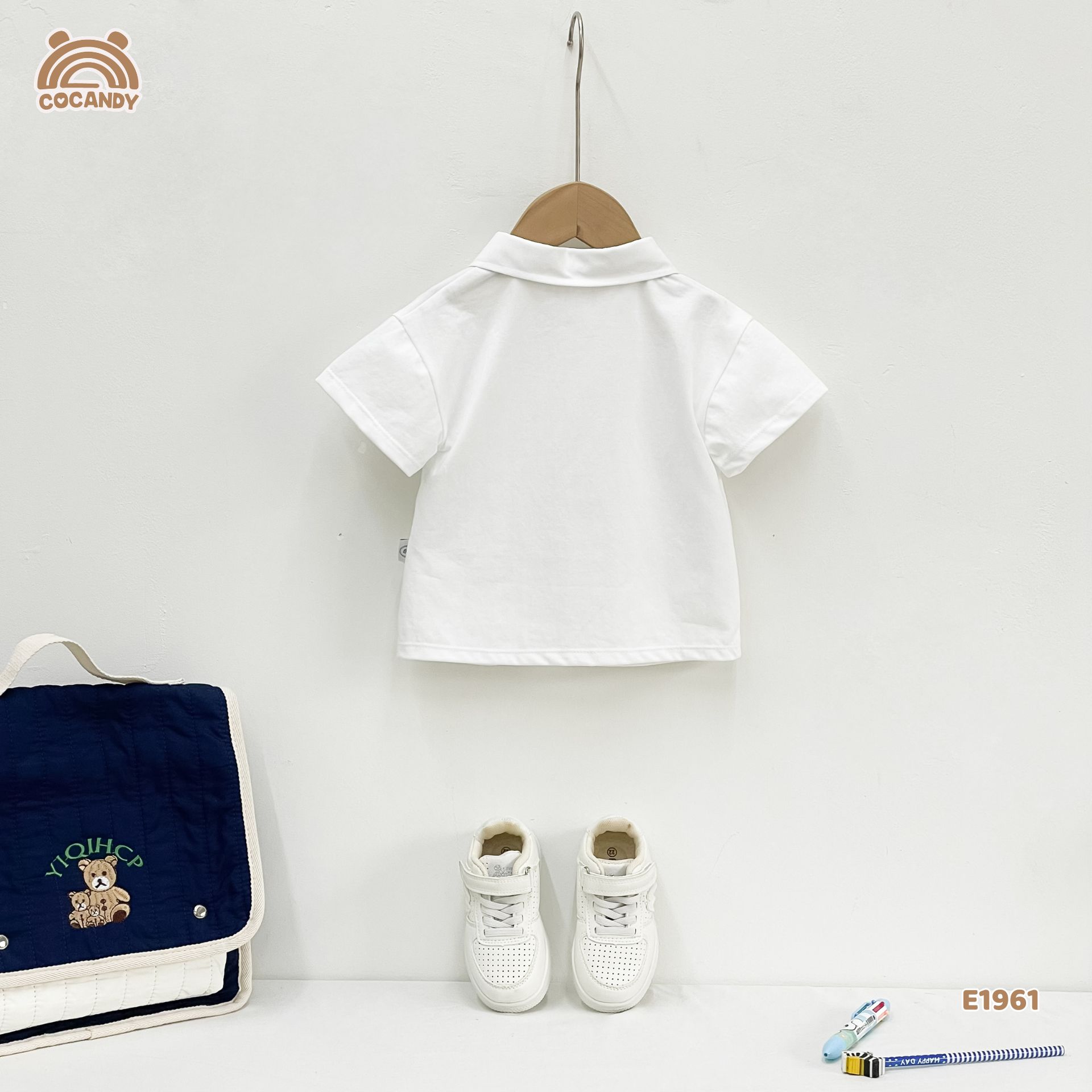 Áo cộc polo cotton TRẮNG đáp nắp ngực_thumbnail_4