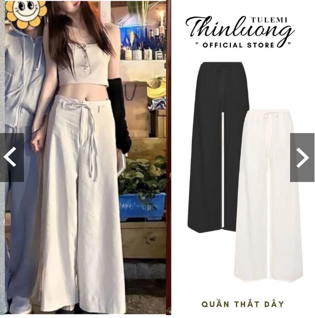 Quần linen ống suông rộng cạp ngang rốn sohee