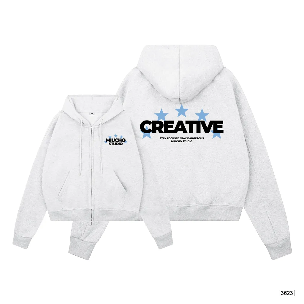 Áo hoodie form boxy dáng ngắn in chữ basic Miucho chất nỉ 2 da thoáng mát_thumbnail_0