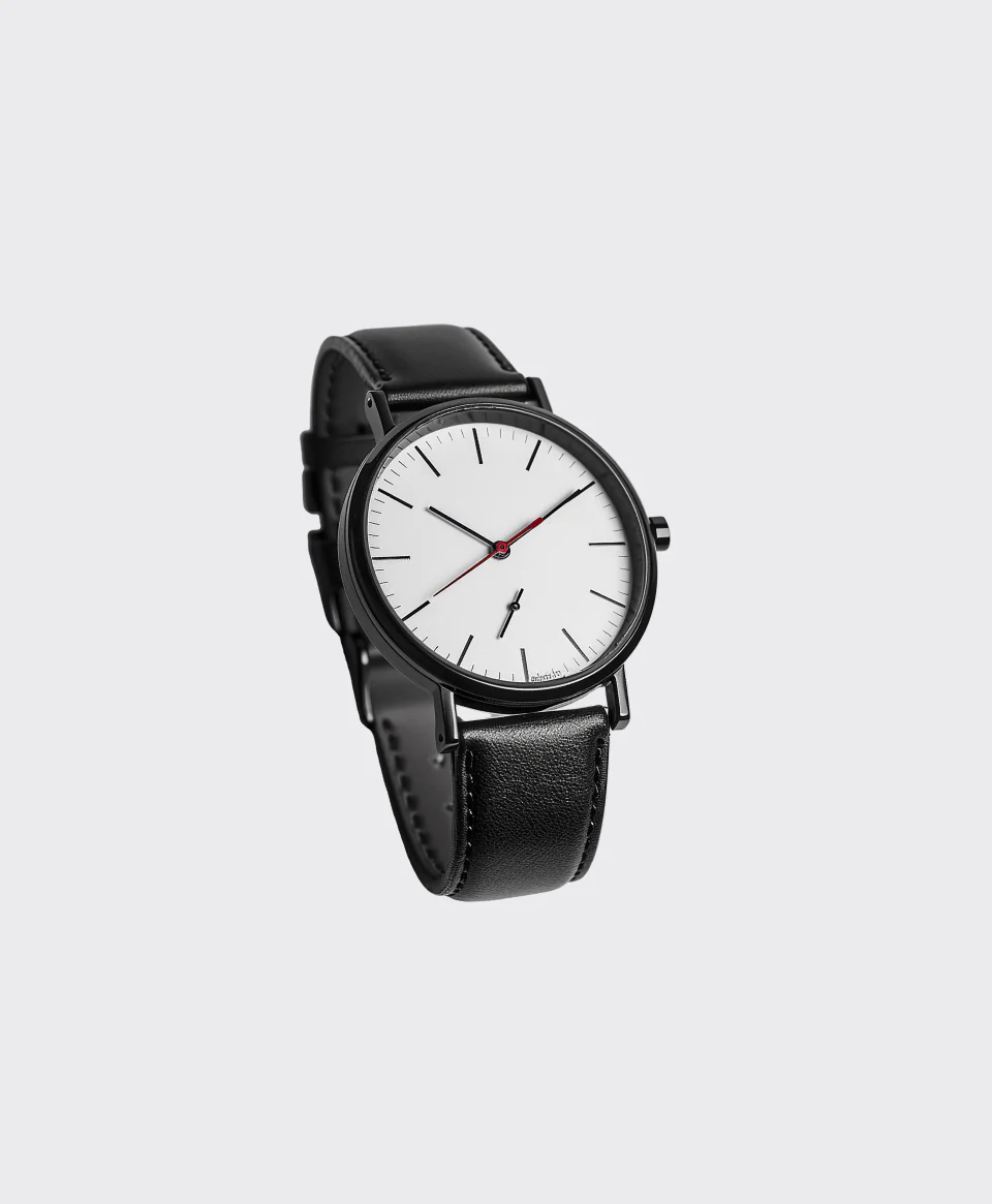 Clean Dial with Leather Band Watch