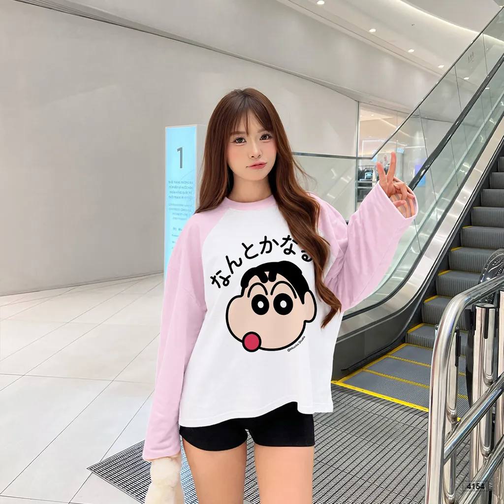 Áo thun tay dài phối raglan Shiin chan đáng yêu Miucho 4154_thumbnail_5
