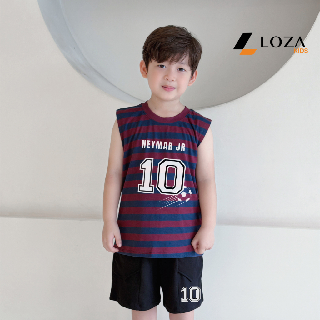 Bộ ba lỗ họa tiết kẻ ngang bé trai hình số 10 NEYMAR - Loza Kids IB655_thumbnail_2
