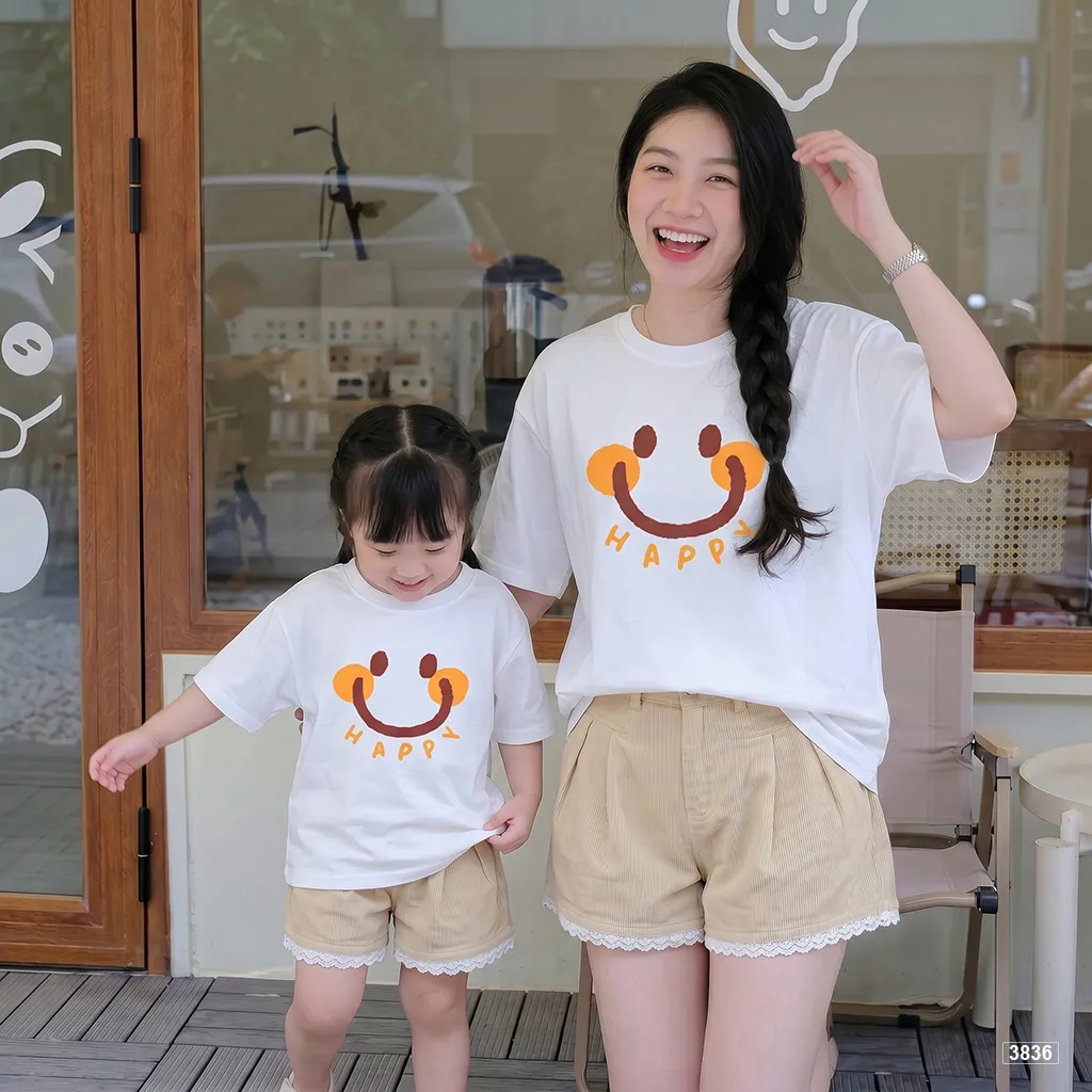 Áo thun gia đình mẹ và bé Happy trẻ trung dễ thương đáng yêu Kado 3836_thumbnail_4