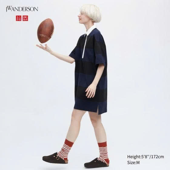 E406 ĐẦM POLO SUÔNG KẺ NAVY ĐEN