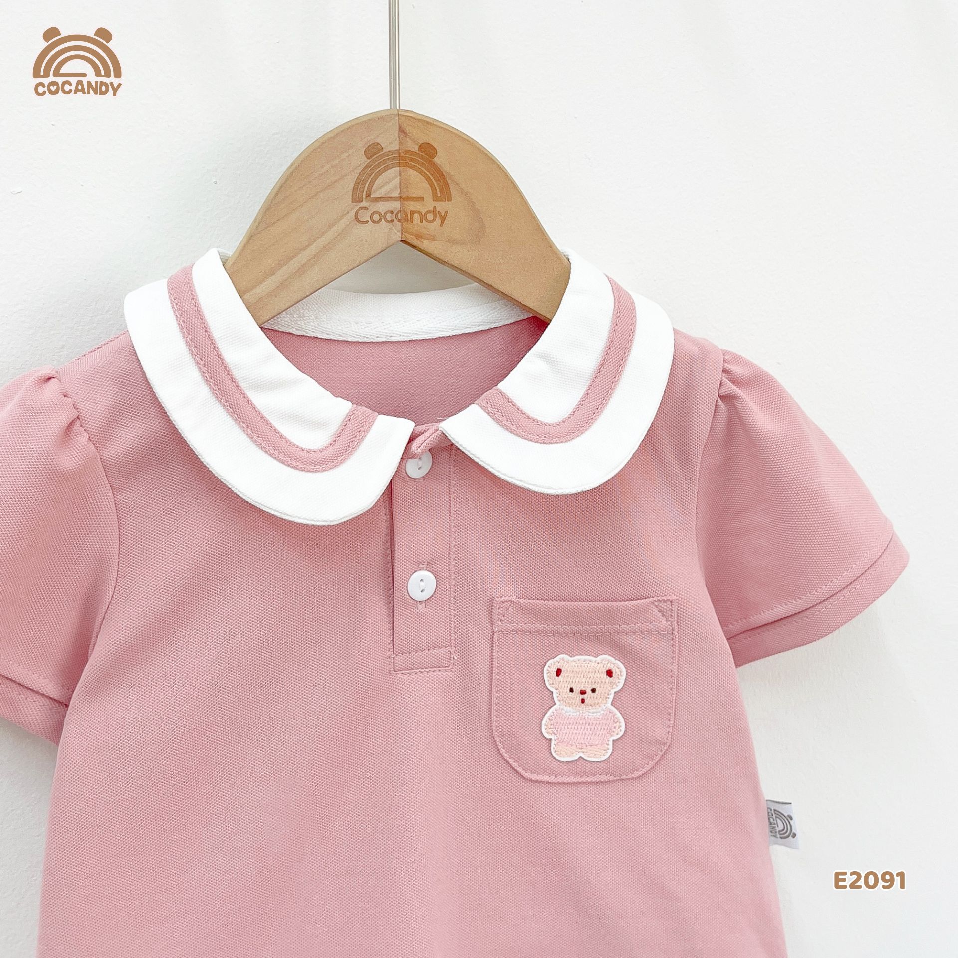 Áo cộc polo HỒNG túi tag gấu nâu_thumbnail_2
