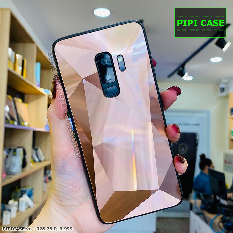 Ốp Lưng Samsung S9 - Kim Cương 6D - Nâu