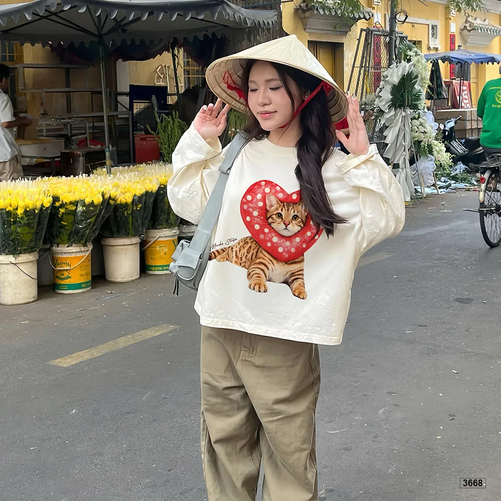 Áo thun boxy nữ form rộng mèo con đáng yêu Miucho 3668_thumbnail_3