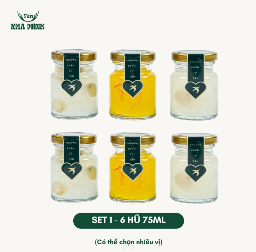 Hộp Combo Yến Chưng 6 Hũ (75ml) Thăm Bệnh/Biếu Tặng - Tuỳ chọn vị theo yêu cầu