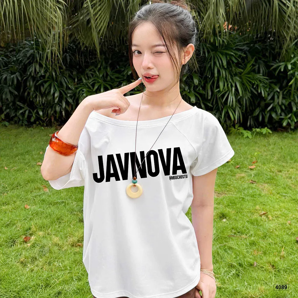 Áo thun nữ form rộng lệch vai phong cách cá tính Miucho 4089_thumbnail_2