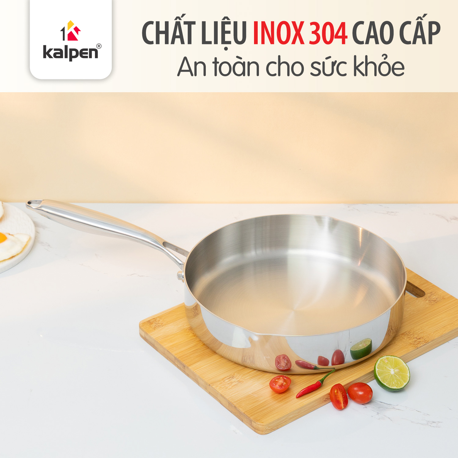 Chảo đúc liền khối có miệng rót, không vung kính bằng inox 304_thumbnail_5