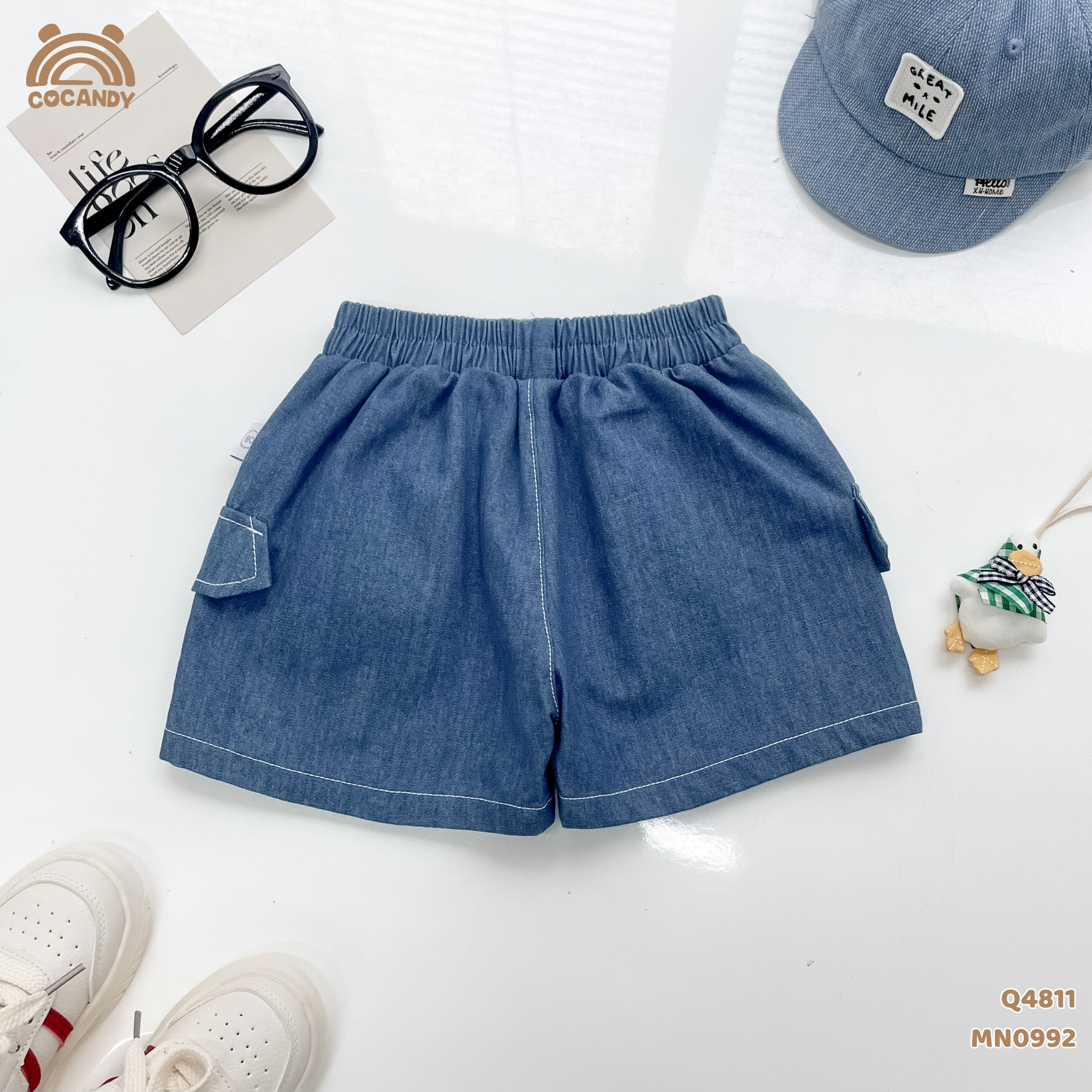 Quần cộc jeans XANH phối 2 túi kiểu chéo_thumbnail_3