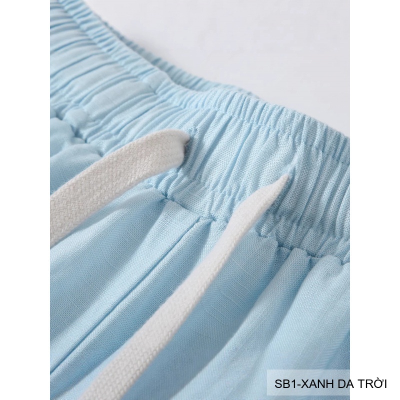 SB1 - Bộ đồ nam mùa hè chất liệu Tencel & linen mát lạnh, phong cách Mỹ cổ điển, áo thun tay ngắn + quần short_thumbnail_9