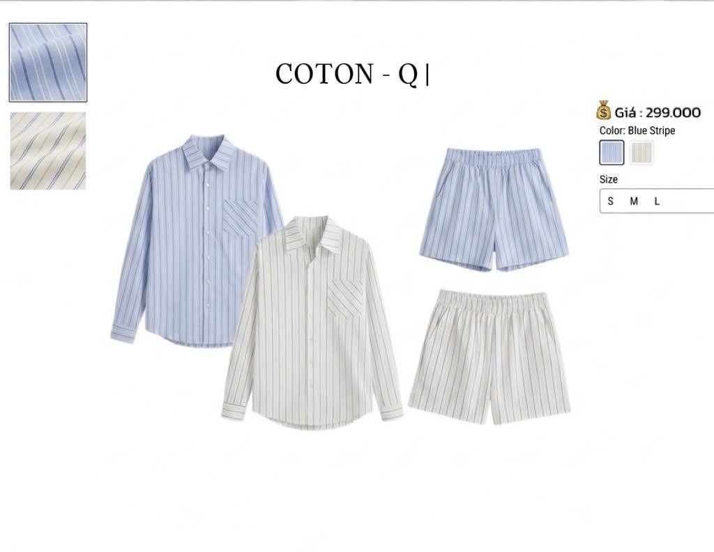 Set áo somi tay dài + quần sọc ( SỌC XANH )_thumbnail_0