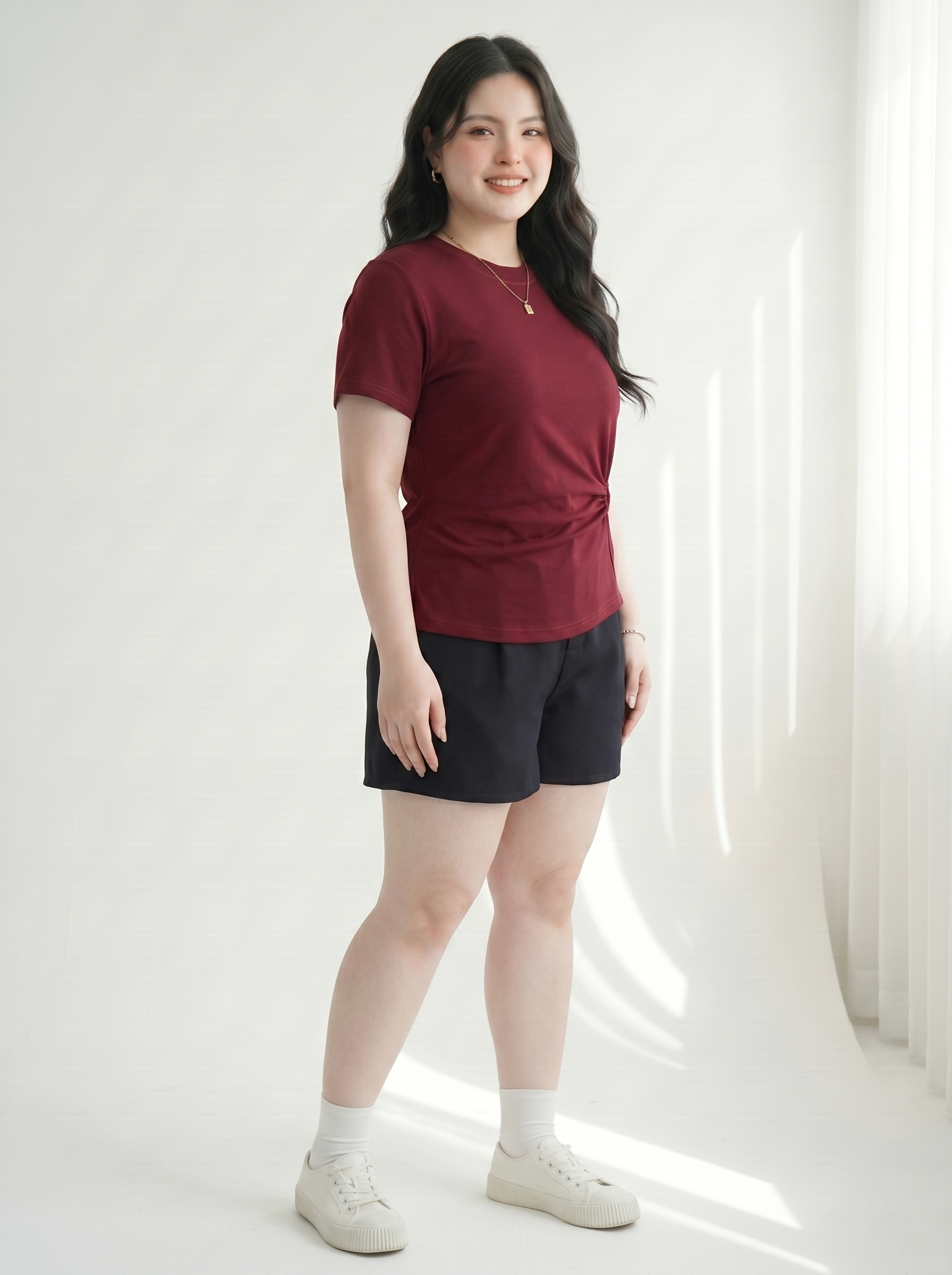Áo Thun Khoét Eo Cổ Tròn Tay Ngắn Bigsize Form Ôm Co Giãn Tốt Dễ Phối, Vừa 55-90kg - V-AK116_thumbnail_8