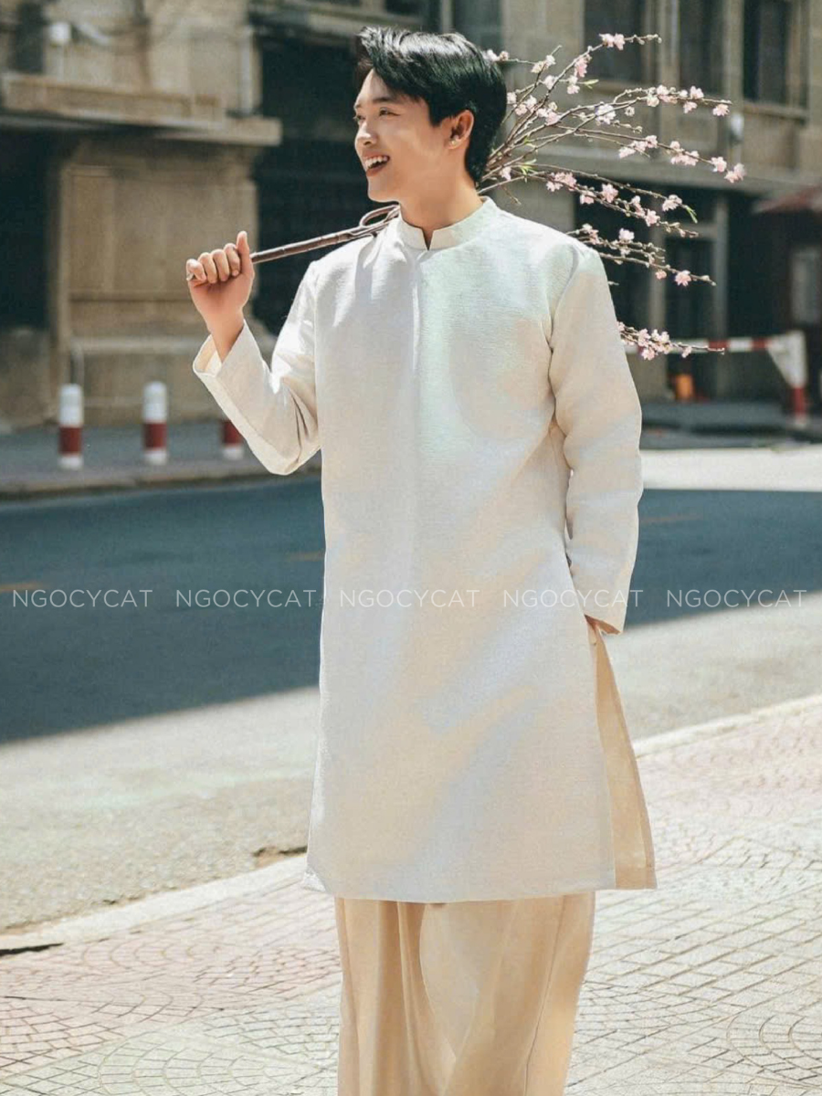 Áo Dài Nam Màu Be Sồi_thumbnail_1