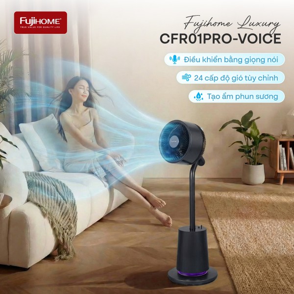 Quạt tuần hoàn không khí thông minh, ra lệnh giọng nói Fujihome Luxury CFR01PRO-VOICE (Màu đen - Màu trắng)_thumbnail_12