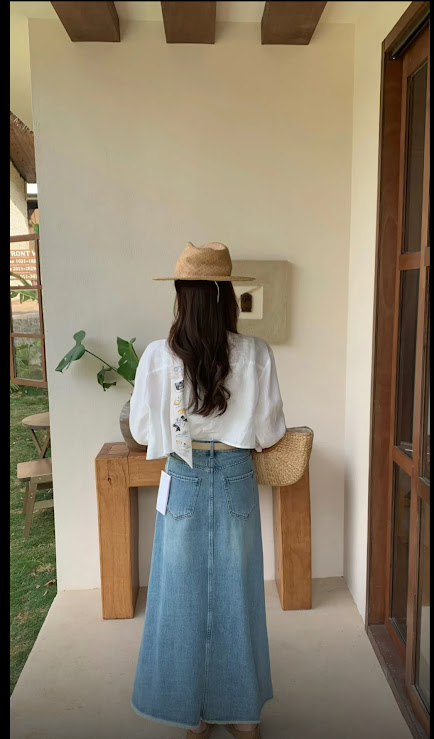 Lucas - Chân váy Jeans xòe dáng dài mài nhẹ_thumbnail_5