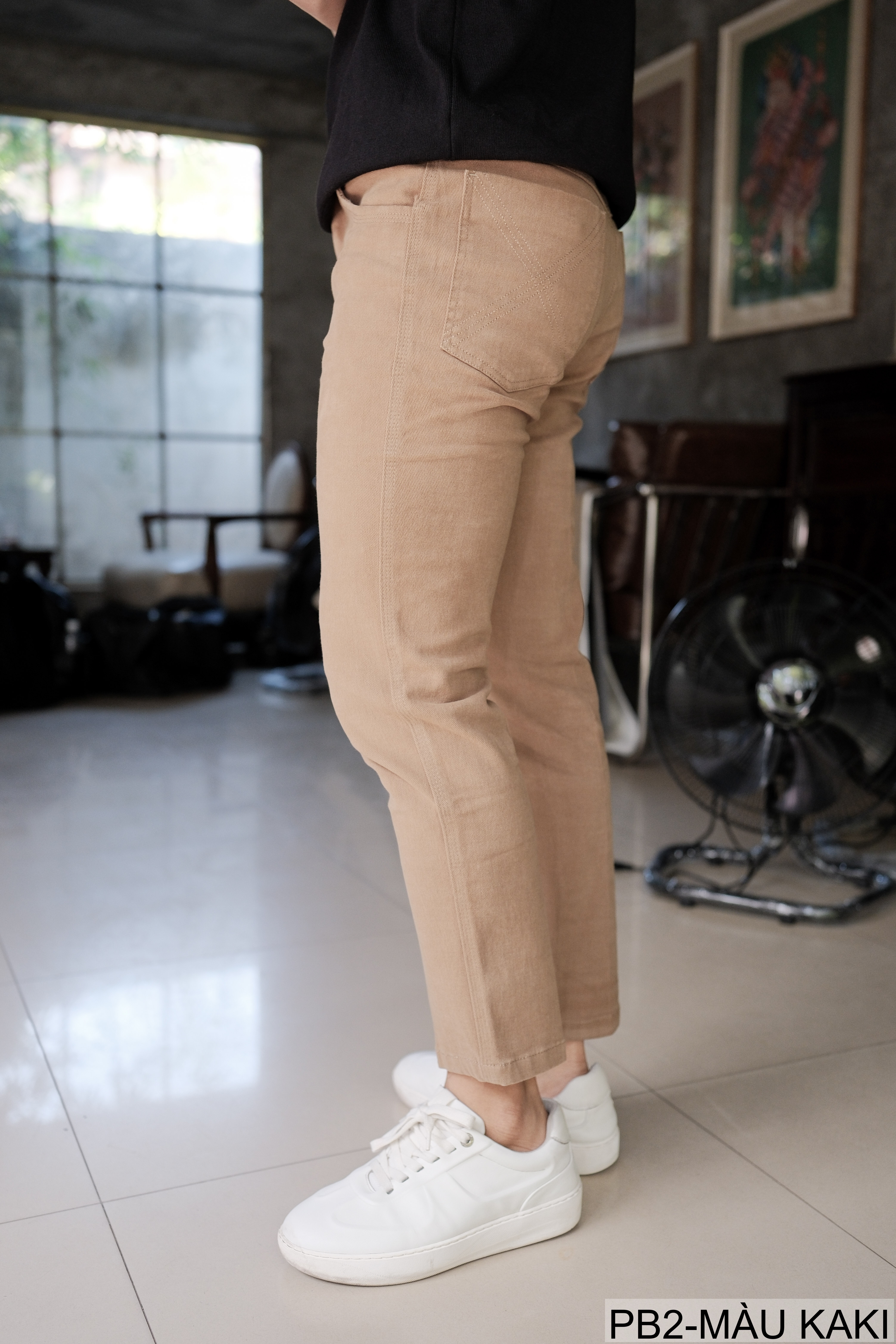 PB2 - Quần Jeans Nam Ống Đứng Cổ Điển, Chất Cotton Co Giãn, Màu Kaki Đen, Phù Hợp Đi Chơi Đi Làm_thumbnail_3