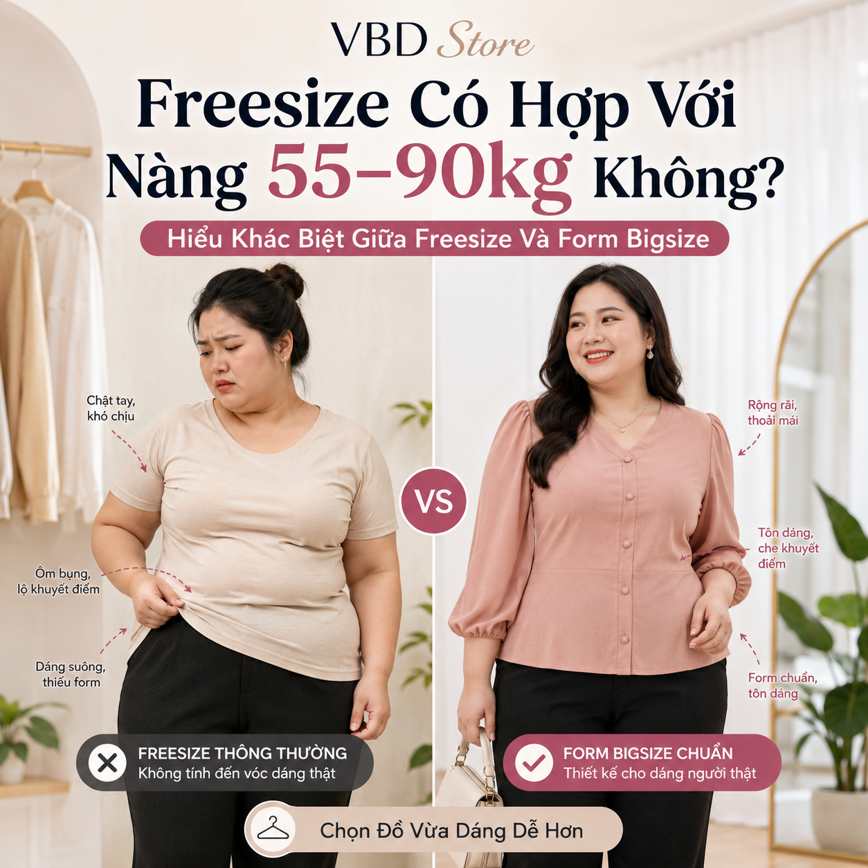 Freesize Có Hợp Với Nàng 55–90kg Không? | VBD Store