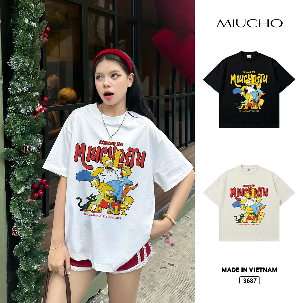 Áo thun nam nữ form boxy Gia đình Simpsonn Miucho 3687