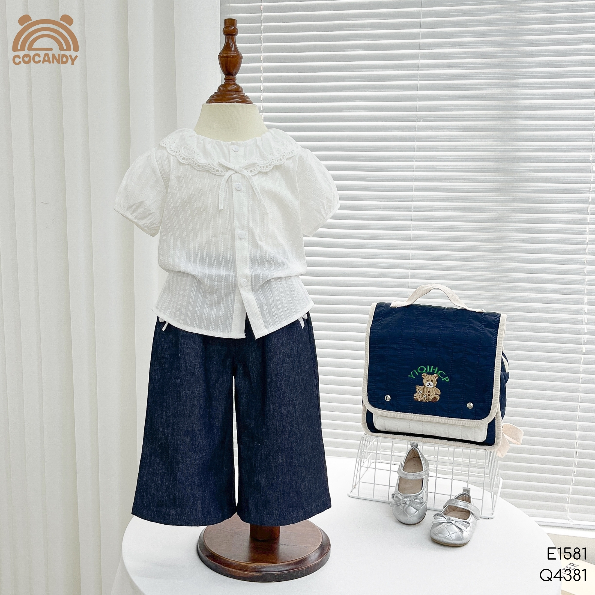 Áo cộc thô TRẮNG cổ ren tay phồng_thumbnail_2