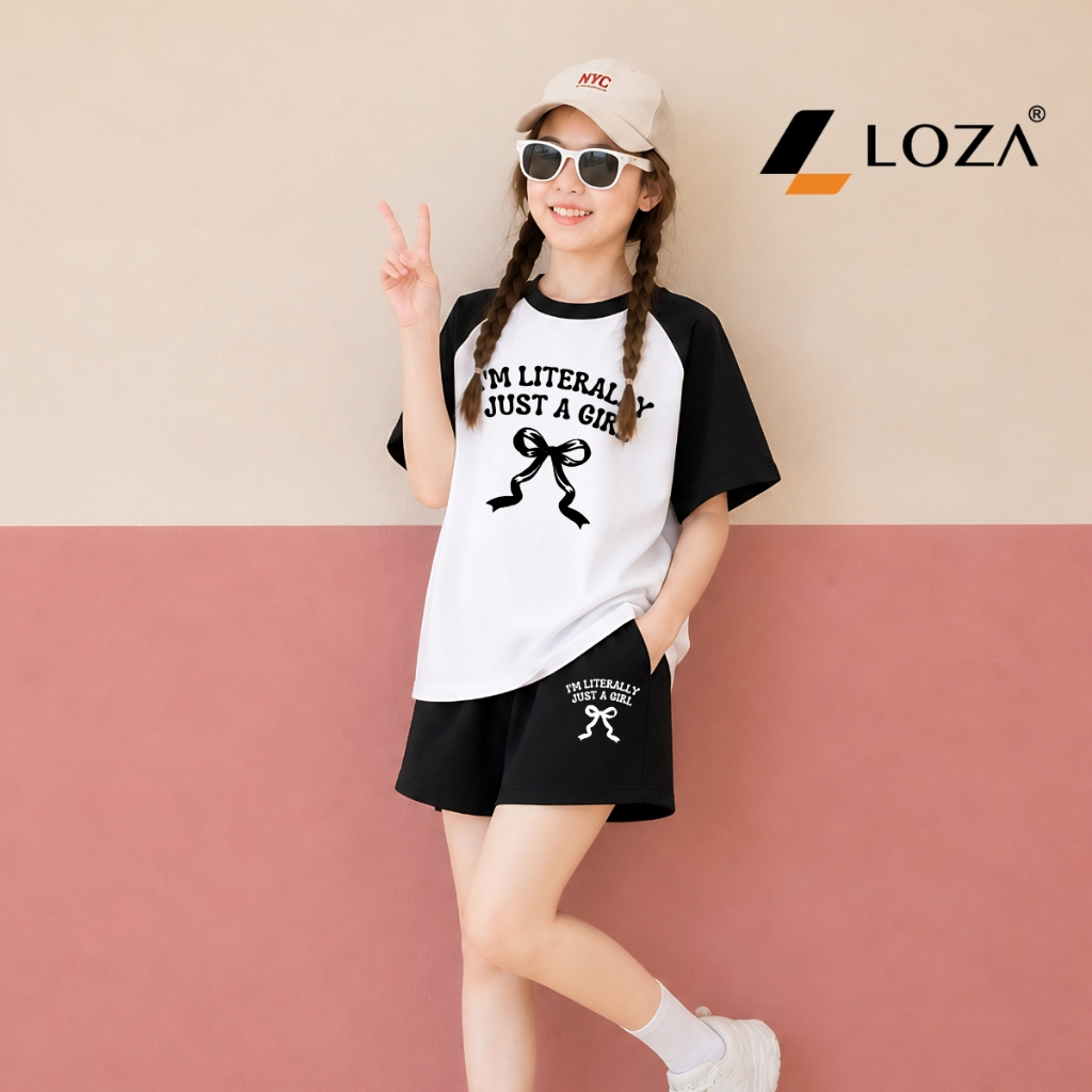 Set bộ phối màu bé gái hình nơ Just a girl - Loza Kids FB679_thumbnail_3
